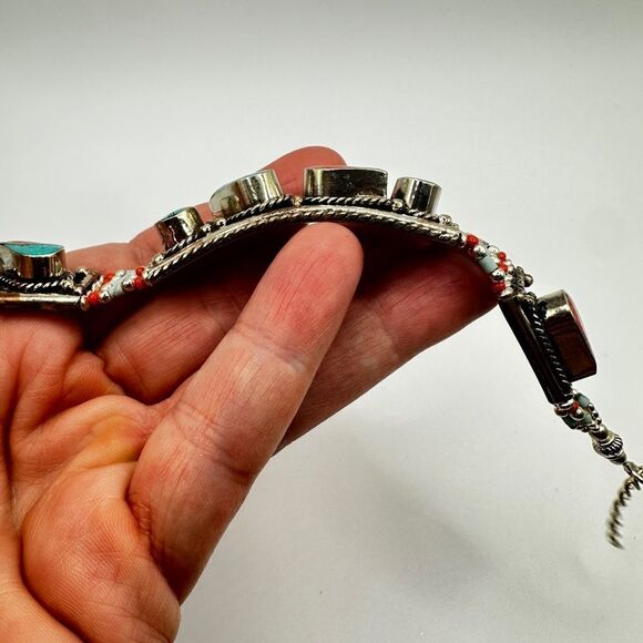 SALE! Amazing southwest style, silver plated and composite stone bracelet! - Picture 3 of 12